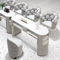 Vente Chaude : Table de Manucure Luxe Léger en Marbre Personnalisable avec Chaises de Différentes Tailles et Styles pour Salon de Manucure