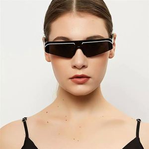 2021 moda di tendenza Vintage UV400 sfumature da donna occhiali da sole a mezza montatura piccoli occhiali da sole a occhi di gatto - Product Image 2