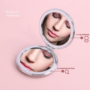 Espejo Plegable Metálico Pequeño al por Mayor, Espejo Redondo de Doble Cara Personalizado con Logotipo, Espejo de Maquillaje Práctico - Product Image 3