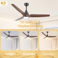 Ventilateur de plafond LED moderne avec lumière, moteur silencieux 220V pour salon, ventilateur décoratif d'intérieur avec télécommande