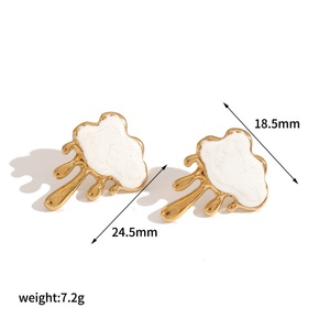 Nuevo Conjunto de Joyería de Moda con Colgante de Corazón Colorido, Chapado en Oro, Diseño Irregular de Nube, Cadena de Acero Inoxidable para Chicas - Product Image 5