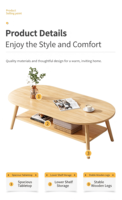 Table basse décorative, durable, écologique, minimaliste, moderne, avec plateau en MDF et structure en bois, avec rangement pour balcon et maisons compactes