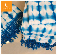 Chaud populaire ethnique fait à la main coton tie-dyed canapé jeter glands Indigo Wrap couverture décoratif lit coureur serviette chaude couvertures