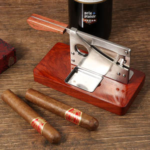 Erliao Wooden Base Tabletop <strong>Cigar</strong> <strong>Cutter</strong>, Stainless Steel Guillotine Blade, <strong>Professional</strong> Desktop Clipper - Product Image 3