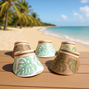 Cappello Visiera da Sole da Donna con Stampa a Foglie Taglia Unica Accessorio Moda Estiva - Product Image 2