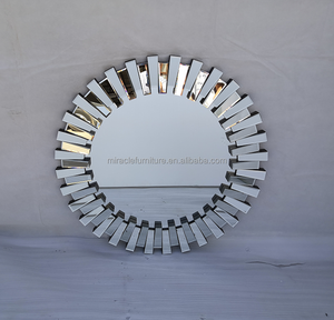 Modern benzersiz 3D Sunburst tüm cam venedik yuvarlak duvar aynası dekorasyon çıkartmaları 3Ft veya 91cm yeni - Product Image 2