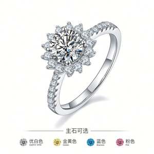 Dong Shi Jewelry Anillo chapado en oro de 18 quilates con VVS Moissanites Anillo de moissanita de plata esterlina 925 - Product Image 2