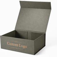 Boîte cadeau pliable magnétique en carton rigide brun mat de luxe avec logo personnalisé en estampage à chaud