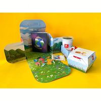 Boîte à Happy Meal personnalisée avec impression, 3 compartiments, recyclable, jetable, pour emballage alimentaire, hamburgers, frites, boîte en papier à poignée