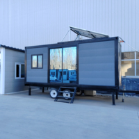 JUJIU Maison conteneur pliable et extensible avec roues Petite maison avec salle de bain et cuisine