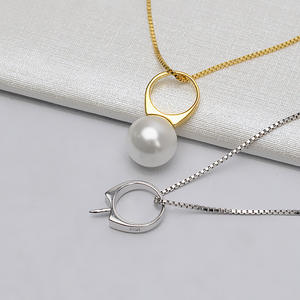 Pendentif en argent S925 personnalisé avec perle 9-10 mm, bijou DIY pour femme avec plateau vide, accessoires, pendentifs et breloques raffinés - Product Image 2