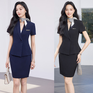 Women's Short Sleeve Suit Set Lightweight Breathable Office Lady Workwear For Beauty Salon Jewelry Store Staff - Product Image 1