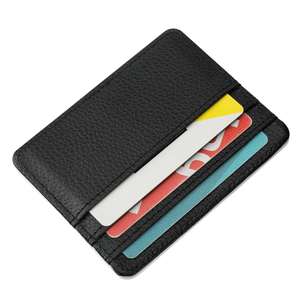 Porte-cartes fin en cuir PU pour homme et femme, logo personnalisé, étui de luxe pour cartes de crédit, portefeuille - Product Image 1