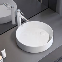 Vasque de salle de bain ronde en céramique blanche 3132 370x370mm à poser sur comptoir pour usage domestique et hôtelier