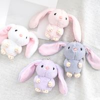 Porte-clés en peluche lapin mignon de 4 pouces, rembourré en coton PP, pendentif unisexe pour sac, breloque pour sac à dos, cadeau de fête