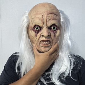 Maschera <span class=keywords><strong>Horror</strong></span> in Lattice Stile Mediterraneo con Occhi Sporgenti, Viso Rugoso, Denti a Crosta e Capelli Bianchi per Halloween - Product Image 2