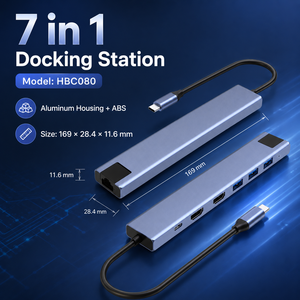 Hub <span class=keywords><strong>USB</strong></span>-C 7 en 1 double <span class=keywords><strong>HDMI</strong></span> 4K 60Hz, Ethernet Gigabit RJ45, 100W PD, station d'accueil multiport Type C pour MacBook et ordinateur portable - Product Image 5