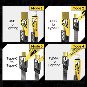 SDL 1M 2M 1.5M Phong Cách Mới Mech Blade 4 Trong 1 Nhanh Chóng Sạc 2 Để 2 Pd 27W Sạc Cáp Kép Type-C 65W Vải Bện Cáp Dữ Liệu - Product Image 4