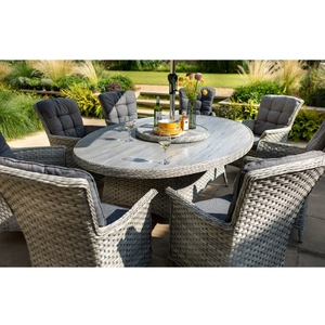 Mùa Hè Gió Patio Tiệc Ngoài Trời 6 Chỗ Ngồi Ăn Đặt Bàn Hình Bầu Dục Và Poly Mây Đồ Nội Thất Nhà Ghế - Product Image 5