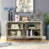 Meuble de rangement multifonctionnel de style européen antique en pierre pour entrée de salon, avec feuille d'argent, décoratif pour villa et maison