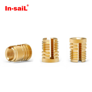 10-24 10-32 nhà máy cung cấp giá bán buôn Brass <span class=keywords><strong>Threaded</strong></span> chèn Nuts mở rộng có khía Nut đồ nội thất bu lông - Product Image 2