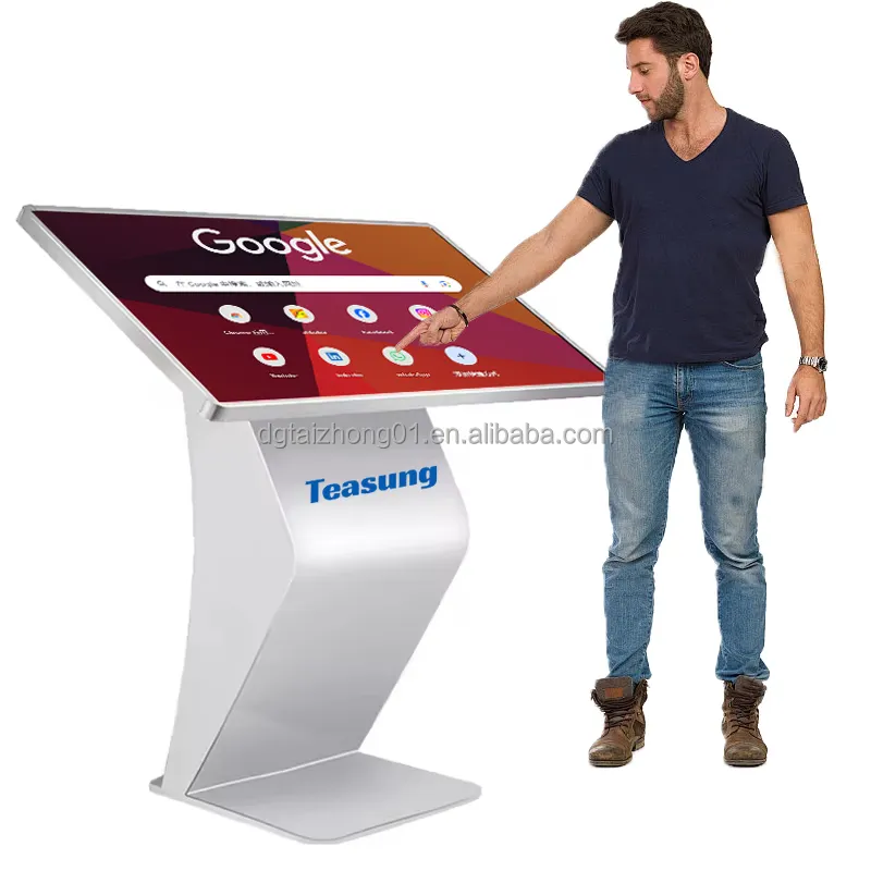 Nieuwe Vloer Staande Interactieve Touchscreen 43/55Inch Reclame-Informatie Touch Kiosk Voor Winkelcentrum En Restaurant