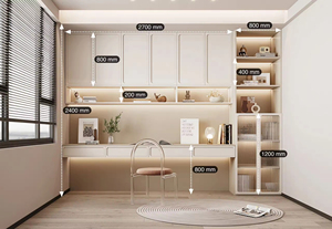 Libreria Moderna Personalizzata in Legno Massello Ecologico, Unità di Archiviazione per Studio, Appartamento, Progetto Biblioteca, Uso Domestico - Product Image 3