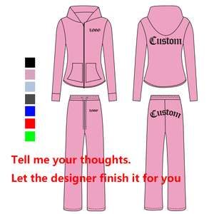 Tùy Chỉnh Nhung 2 Mảnh Quần Set Thạch Sweatsuits Phụ Nữ Quần Bó Sát Và Áo Hai Mảnh Trang Phục Thiết Lập Cho Phụ Nữ - Product Image 2