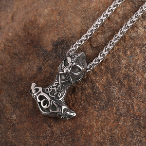 Collier Viking en Acier Inoxydable 316L avec Pendentif Marteau de <span class=keywords><strong>Thor</strong></span>, Bijoux Punk, Longueur de Chaîne Personnalisable pour Hommes, Vente en Gros - Product Image 5