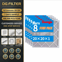 Filtre en coton ChuangJie MERV-8 20x20x1 pouces, haute capacité anti-poussière, efficacité F6-H14, lot de quatre, remplacement pour systèmes HVAC