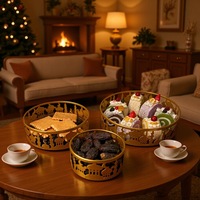 Ensemble de 3 bols à fruits ovales dorés rétro, décoration de table pour le Ramadan, Eid Mubarak, décoration de fête, décoration intérieure pour la maison et les fêtes