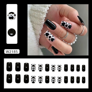 <span class=keywords><strong>Uñas</strong></span> Postizas Acrílicas Francesas <span class=keywords><strong>Negras</strong></span>, Estilo Dulce y Moderno, <span class=keywords><strong>con</strong></span> Pegamento, 24 Piezas, Venta al Por Mayor, Personalizables - Product Image 5