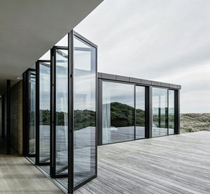Système de <span class=keywords><strong>porte</strong></span> coulissante accordéon moderne, robuste et imperméable, portes pliantes en aluminium à double vitrage avec poignées - Product Image 5