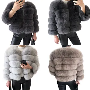 Luxuriöser Pelzmantel Frauen Cropped Real Fur Jacket Anpassbarer Real Fox Pelzmantel
