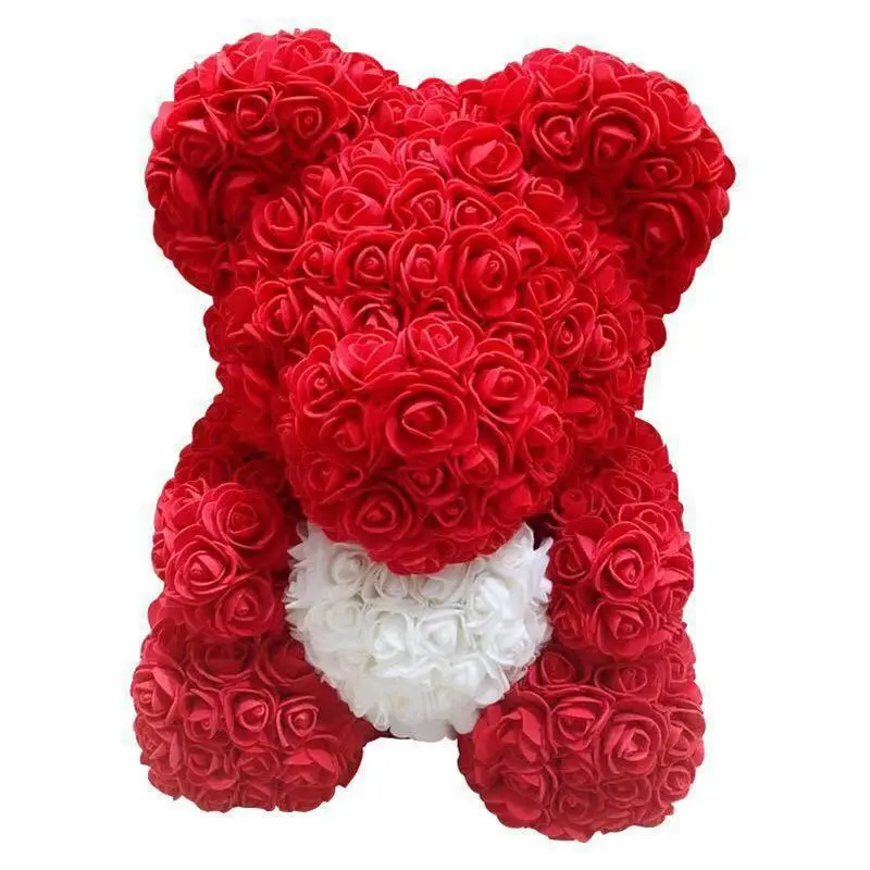 ที่โชว์ของขวัญหมีดอกกุหลาบสีสันสดใสของเล่นตุ๊กตาหมีดอกกุหลาบ