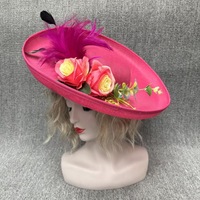 Topi Wanita Sinamay Hatinator dengan Bunga & Bulu, Topi Formal Besar Model Saucer