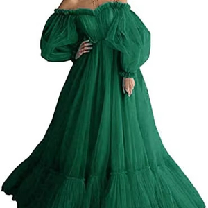 Nuovo <span class=keywords><strong>Abito</strong></span> da Sera <span class=keywords><strong>Lungo</strong></span> Monospalla <span class=keywords><strong>in</strong></span> <span class=keywords><strong>Tulle</strong></span> con Paillettes per Servizio Fotografico, Ideale per Donne <span class=keywords><strong>in</strong></span> Gravidanza, Elegante per Matrimoni - Product Image 1