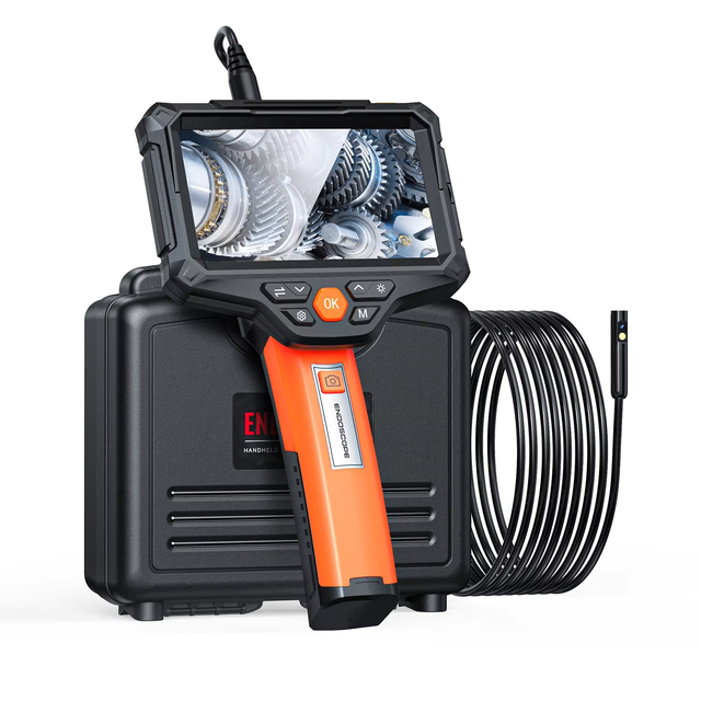 OEM Portable Dual Lens Hard Scope Camera 8mm Rigid 1m 5Inch IPS Display Industrial Borescope Endoscope Pipe Inspection Camera