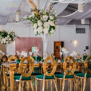 Sang trọng tiệc cưới địa điểm tổ chức vàng hình chữ nhật bảng thép không gỉ bàn ăn cho các sự kiện tiệc cưới - Product Image 5