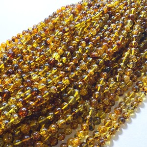 Vente en gros de perles d'ambre mouchetées de haute qualité de 6, 8 et 10 mm, perles rondes en pierre semi-précieuse pour la fabrication de bijoux DIY - Product Image 1