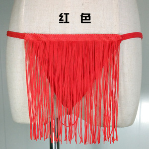 Sous-vêtements pour hommes, string sexy à franges rouges, taille basse, en spandex, en vente - Product Image 1