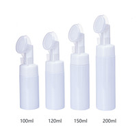 Flacon pompe mousseur cosmétique en plastique 100ml 150ml 200ml avec applicateur pulvérisateur et brosse intégrée pour nettoyants et mousses