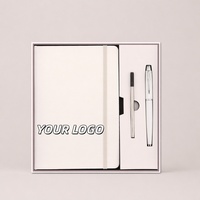 Ensemble cadeau de carnet en PU avec logo imprimé personnalisé, boîte cadeau, agenda élastique, stylo métallique, souvenir promotionnel pour événements d'entreprise