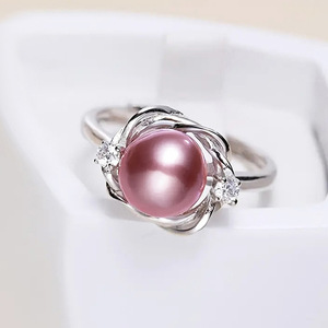 Anello da Donna con Perle Imitate e Polvere Floreale al Laser, Design Futuristico, Gioiello di Moda Quotidiana, Regalo - Product Image 2