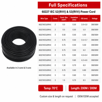 HONGPAI 60227 IEC 52&53 RVV 0.75mm² 2 Inti Kabel Fleksibel Berlapis PVC Konduktor Tembaga 300V Bersertifikasi CCC Kabel Daya OEM ODM