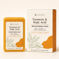 Savon Éclaircissant au Curcuma et à l'Acide Kojique, Marque Privée OEM, à la Glycérine, Anti-Taches Brunes, Visage et Corps, Végétalien, Sans Parabène, Beauté Pure