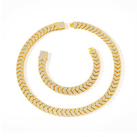 Collar de Cadena Cubana con Flecha de Aleación de Zinc, Chapado en Oro y Plata, para Hombre y Mujer, Joyería Hip Hop, Accesorios de Moda, Regalo