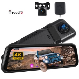 Podofo 9.66 ''ống kính kép Dash Cam Full HD xe phía sau xem gương DVR đêm phiên bản Wifi GPS ADAS phía trước 4K + phía sau 1080P máy ảnh - Product Image 1