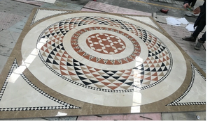 Tùy chỉnh hiện đại vuông bằng tia nước huy chương Inlay đánh bóng sàn cong đá cẩm thạch hoa mẫu vuông sàn đá cẩm thạch cắt - Product Image 3