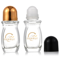 Bouteille cylindre en verre de 30/50ml, déodorant, avec capuchon, boule de roulettes noir ou blanc personnalisable, vente en gros, pièces